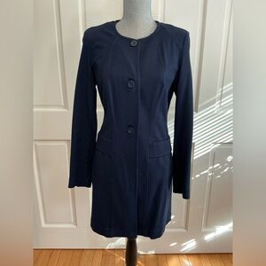 CAbi Navy Longline Three-Button Trench Coat